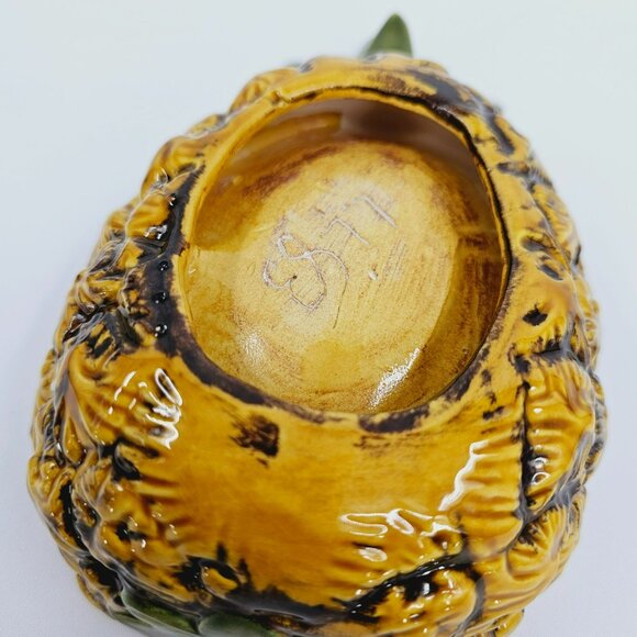 Pineapple Studio Pottery Artist Signed LL Vintage 1983 Yellow Green Brown Bowl - Picture 10 of 12